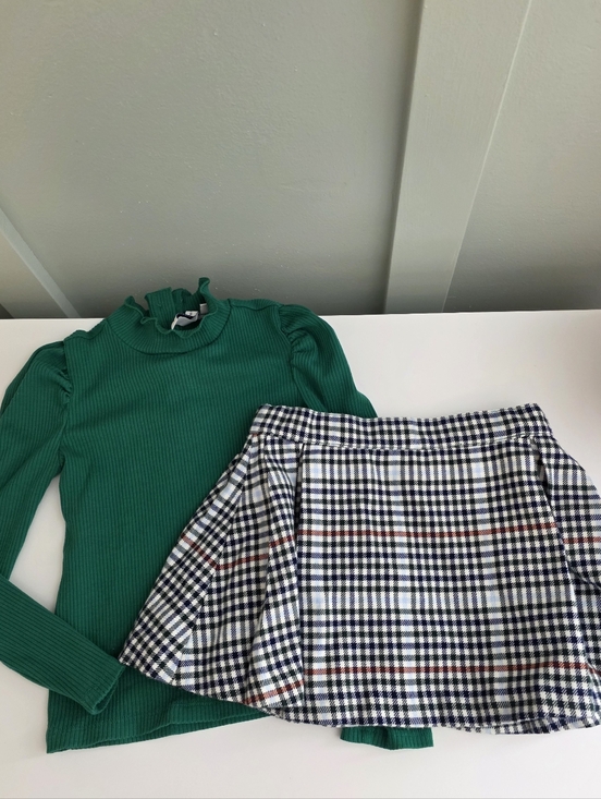 The Beaufort Bonnet Company Other - The Beaufort Bonnet Company Plaid 4t Skirt & Janie And Jack Green Blouse Outfit